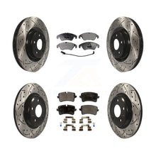 Load image into Gallery viewer, Front Rear Coated Drilled Slotted Disc Brake Rotor &amp; Ceramic Pad Kit For Audi A6