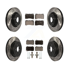 Front Rear Drill Slot Disc Brake Rotor Ceramic Pad Kit For Hyundai Genesis Coupe