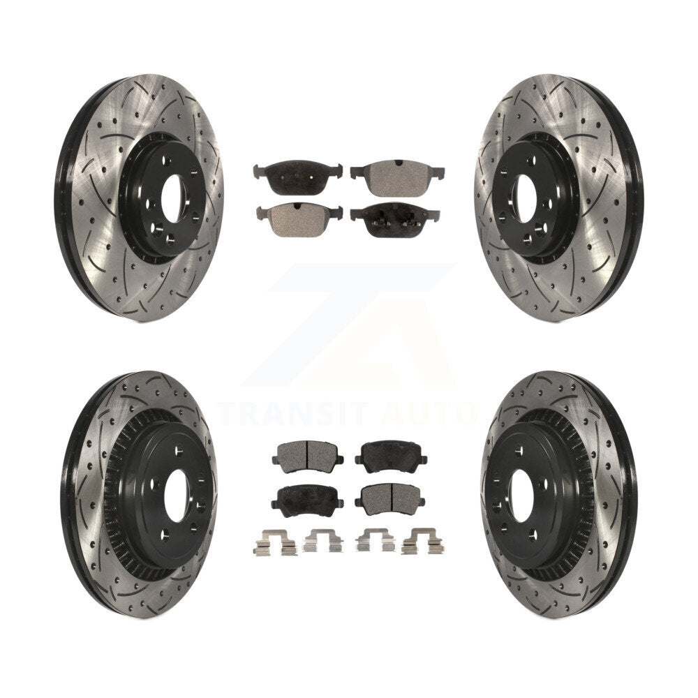 [Front+Rear] 2010-2015 Volvo XC60 Performance Drilled & Slotted Brake Rotor & Ceramic Pads Kit For Max Braking