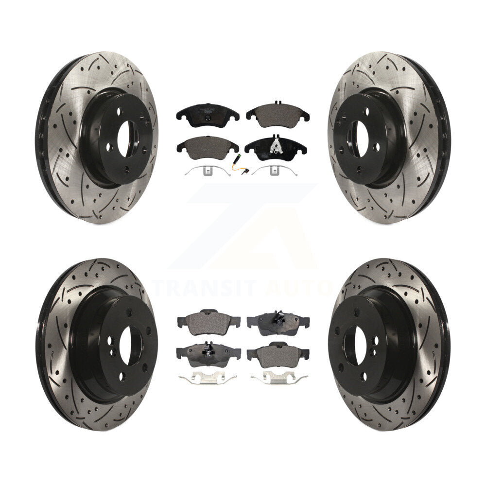 Front Rear Drilled Slot Brake Rotors Ceramic Pad Kit For Mercedes-Benz E350 E400