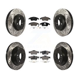 Front Rear Drilled Slot Brake Rotors Ceramic Pad Kit For Mercedes-Benz E350 E400