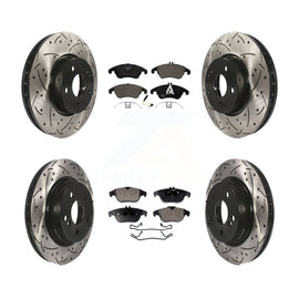 Front Rear Drilled Slot Brake Rotors Ceramic Pad Kit For Mercedes-Benz E350 C300