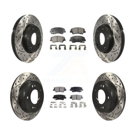 Front Rear Drill Slot Brake Rotors Ceramic Pad Kit For Hyundai Elantra Kia Forte
