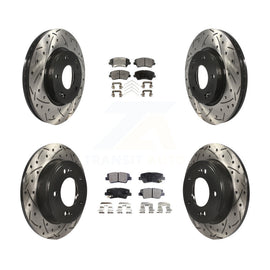 Front Rear Drill Slot Brake Rotors Ceramic Pad Kit For Kia Forte Hyundai Elantra