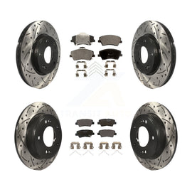Front Rear Drill Slot Brake Rotor Ceramic Pad Kit For 17-20 Hyundai Elantra 2.0L