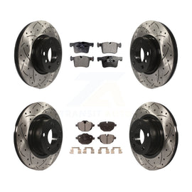 Front Rear Coated Drilled Slotted Disc Brake Rotor Ceramic Pad Kit For BMW X3 X4