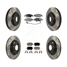 Front Rear Drill Slot Disc Brake Rotor Ceramic Pad Kit For Audi A4 Q5 A5 Quattro