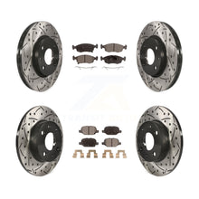 Charger l'image dans la galerie, Front Rear Coated Drilled Slotted Disc Brake Rotors Ceramic Pad Kit For Fiat 500