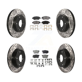 [Front+Rear] 2013-2015 Acura ILX 1.5L Performance Drilled & Slotted Brake Rotor & Ceramic Pads Kit For Max Braking