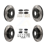 [Front+Rear] 2013-2015 Acura ILX 1.5L Performance Drilled & Slotted Brake Rotor & Ceramic Pads Kit For Max Braking