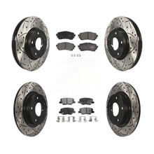 Charger l'image dans la galerie, Front Rear Coated Drilled Slotted Disc Brake Rotor &amp; Ceramic Pad Kit For Mazda 6