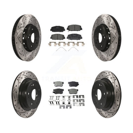 [Front+Rear] 2016 Acura ILX Performance Drilled & Slotted Brake Rotor & Ceramic Pads Kit For Max Braking