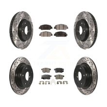 Charger l'image dans la galerie, Front Rear Coated Drilled Slot Disc Brake Rotor Ceramic Pad Kit For Honda Accord