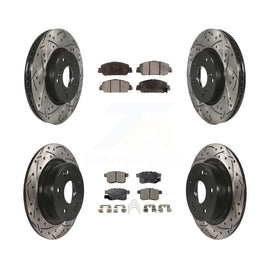 Front Rear Coated Drilled Slot Disc Brake Rotor Ceramic Pad Kit For Honda Accord