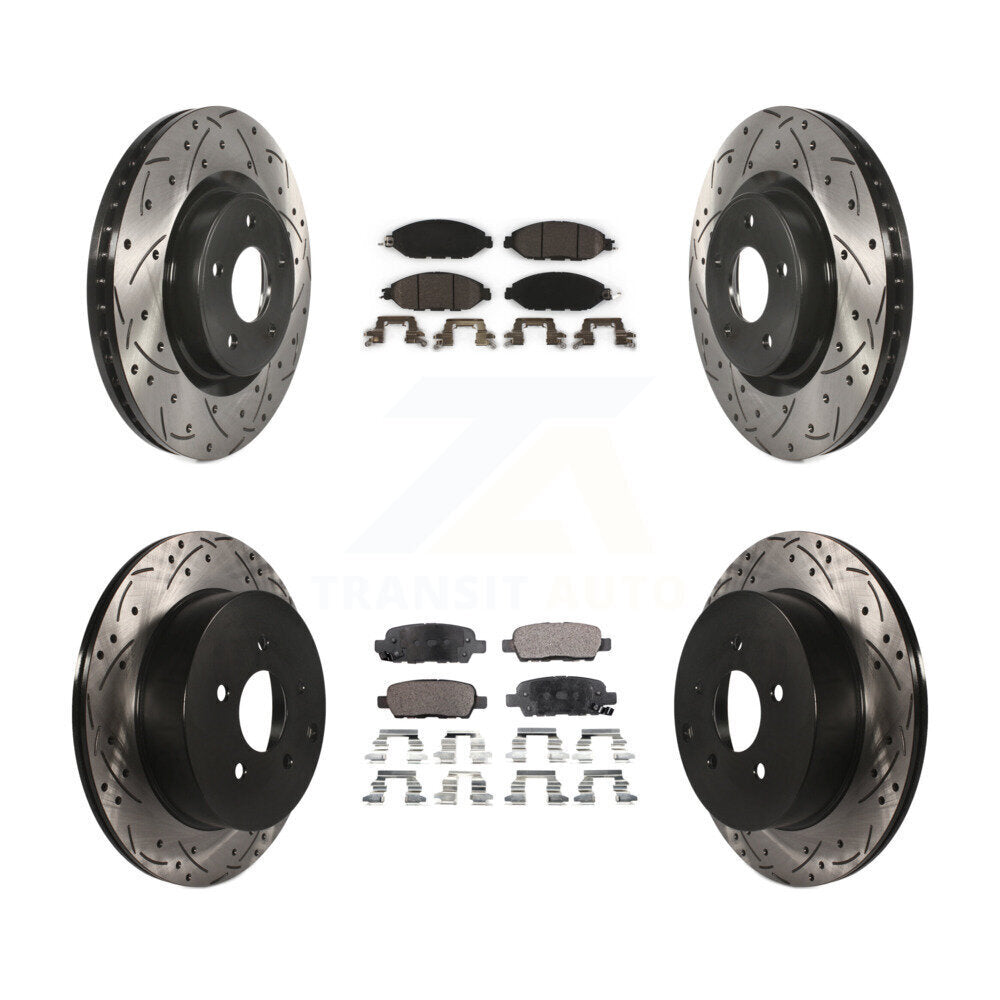 Front Rear Drilled Slot Brake Rotor Ceramic Pad Kit For Nissan Pathfinder Murano