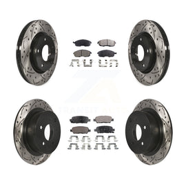 Front Rear Coated Drill Slot Disc Brake Rotors Ceramic Pad Kit For Nissan Sentra