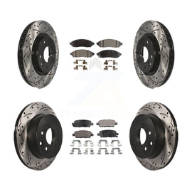 Front Rear Coated Drilled Slot Disc Brake Rotors Ceramic Pad Kit For Nissan LEAF