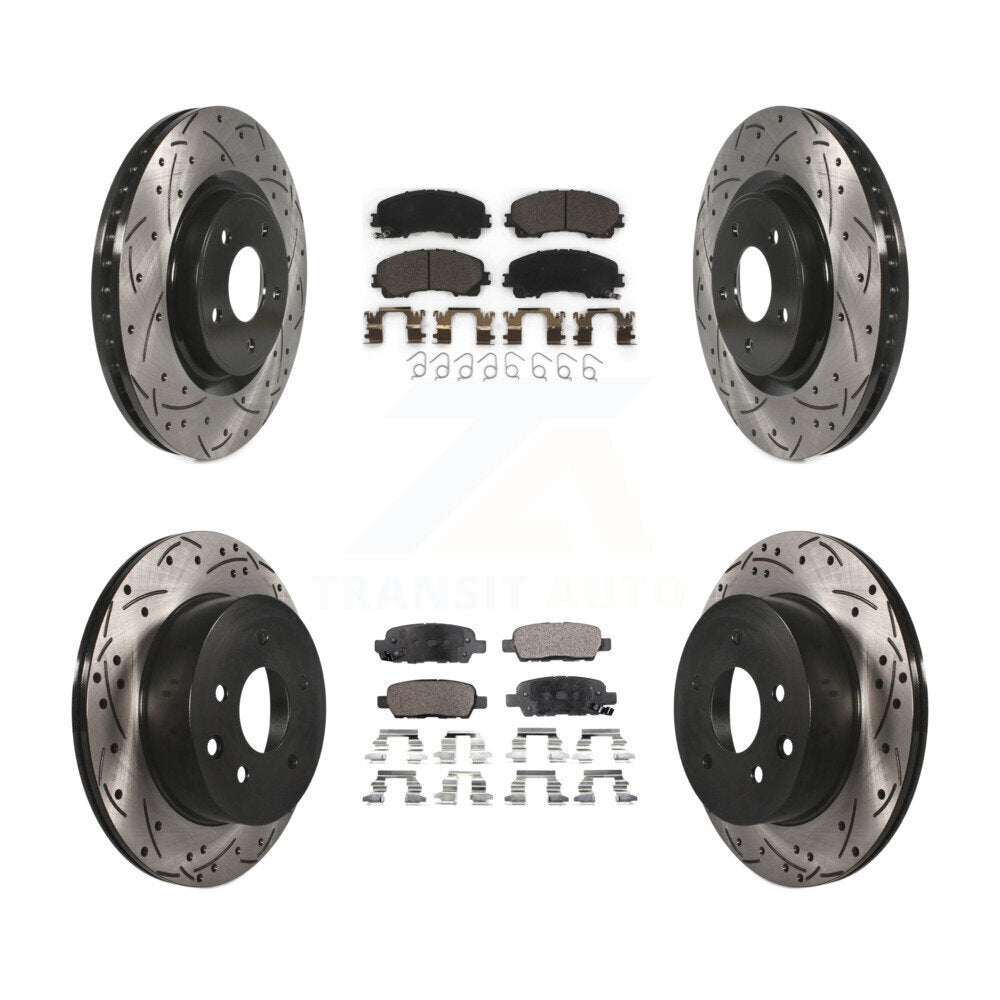 Front Rear Coated Drilled Slot Disc Brake Rotor Ceramic Pad Kit For Nissan Rogue