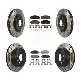 Front Rear Coated Drilled Slot Disc Brake Rotor Ceramic Pad Kit For Nissan Rogue