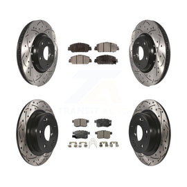 Front Rear Coated Drilled Slot Disc Brake Rotor Ceramic Pad Kit For Honda Accord