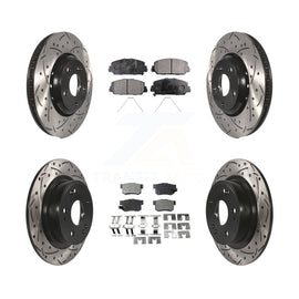 [Front+Rear] 2017-2022 Acura ILX Performance Drilled & Slotted Brake Rotor & Ceramic Pads Kit For Max Braking