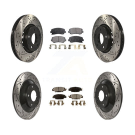 Front Rear Coated Drilled Slot Disc Brake Rotor & Ceramic Pad Kit For Mazda CX-5