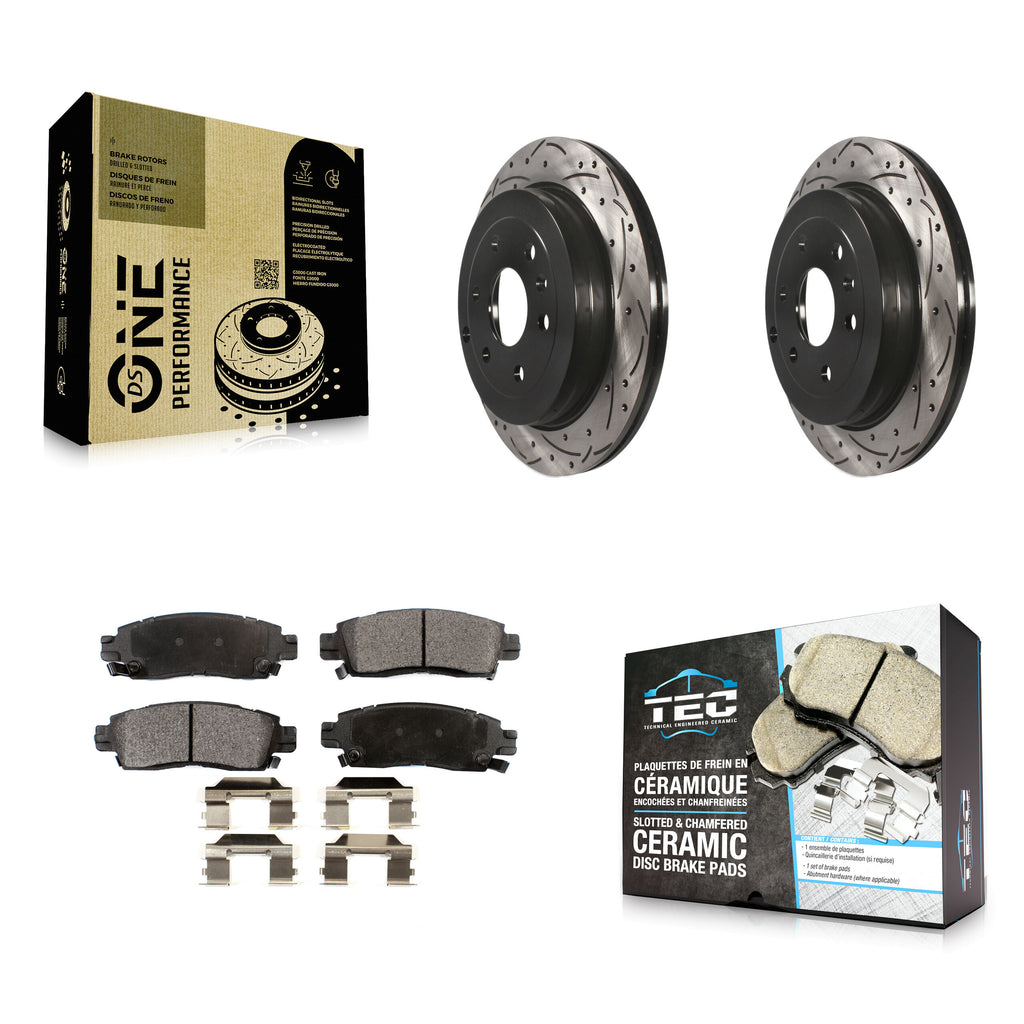 Rear Drilled Slot Brake Rotors Ceramic Pad Kit For Chevrolet Traverse GMC Acadia