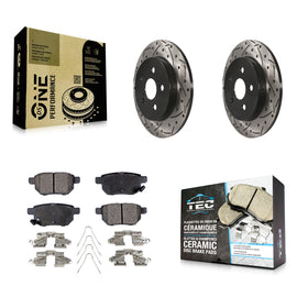 Rear Drill Slot Brake Rotor Ceramic Pad Kit For Toyota Corolla Prius Matrix Vibe