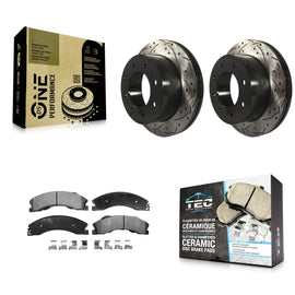 Rear Drill Slot Brake Rotors Ceramic Pad Kit For Chevrolet Silverado 2500 HD GMC