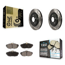 Load image into Gallery viewer, Rear Coated Drilled Slotted Disc Brake Rotors &amp; Ceramic Pad Kit For Ford Mustang