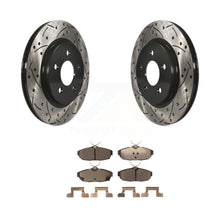 Load image into Gallery viewer, Rear Coated Drilled Slotted Disc Brake Rotors &amp; Ceramic Pad Kit For Ford Mustang