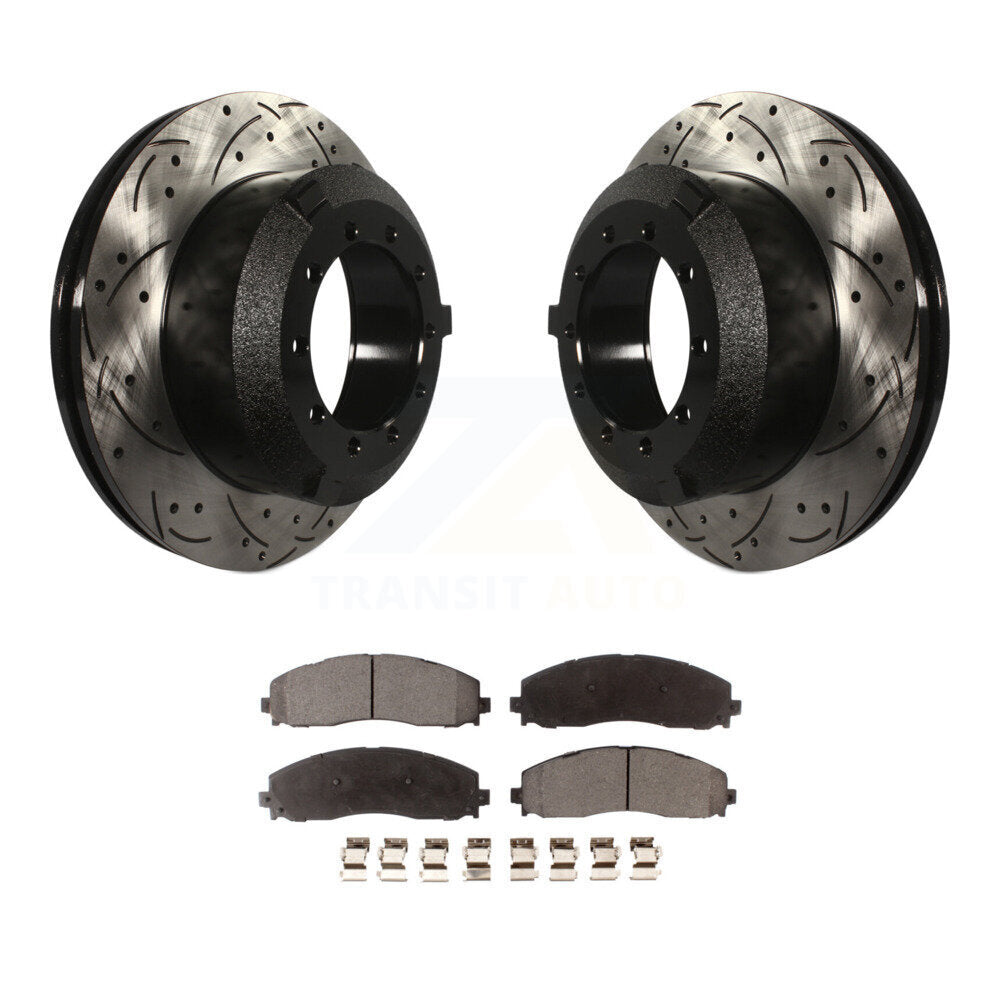 Kit de plaquettes en céramique pour rotors de frein à disque, fente de perçage arrière, pour Ford F-350 Super Duty 