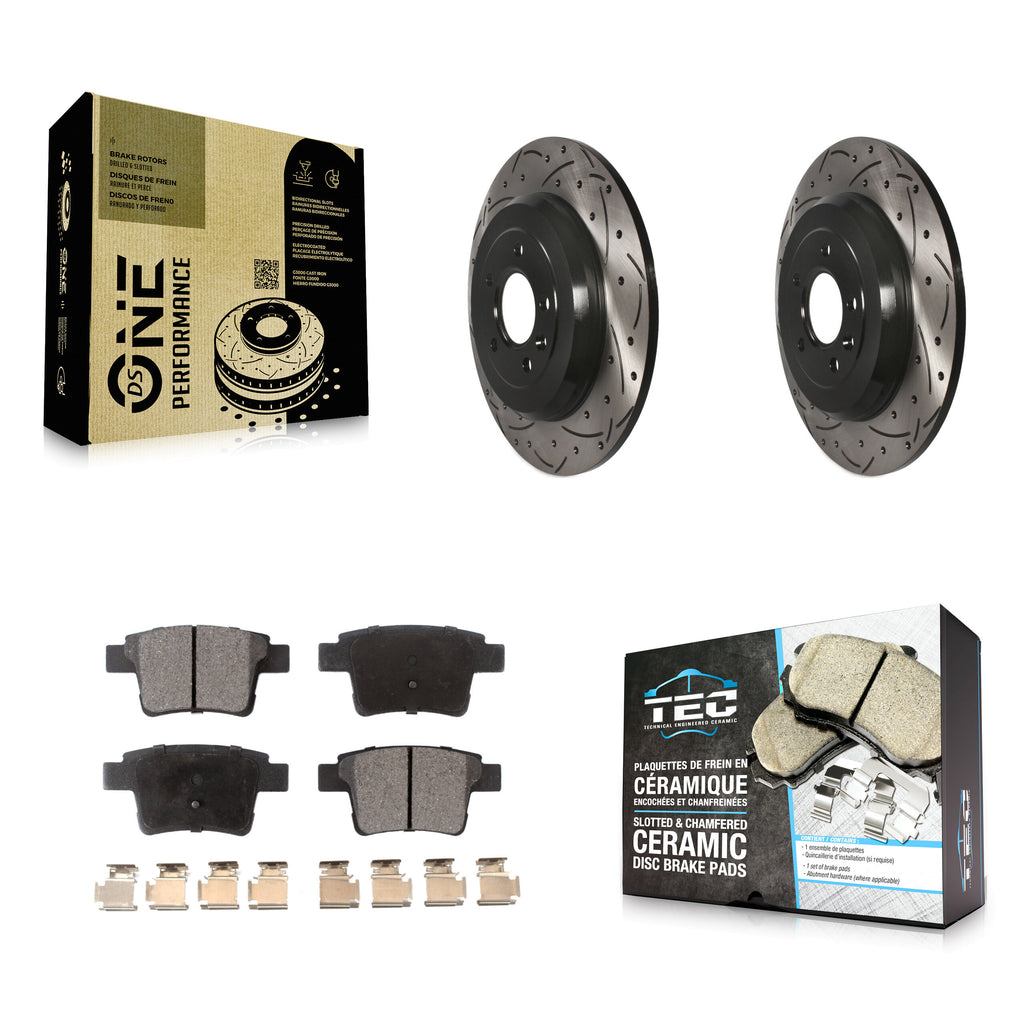 Kit de plaquettes de frein en céramique, Rotors de frein à fente arrière percés pour Ford Five Hundred Freestyle X 