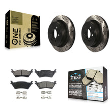 Load image into Gallery viewer, Rear Coated Drilled Slotted Disc Brake Rotors And Ceramic Pad Kit For Ford F-150