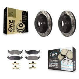 Rear Drilled Slot Brake Rotor Ceramic Pad Kit For Ram 1500 Dodge Durango Classic