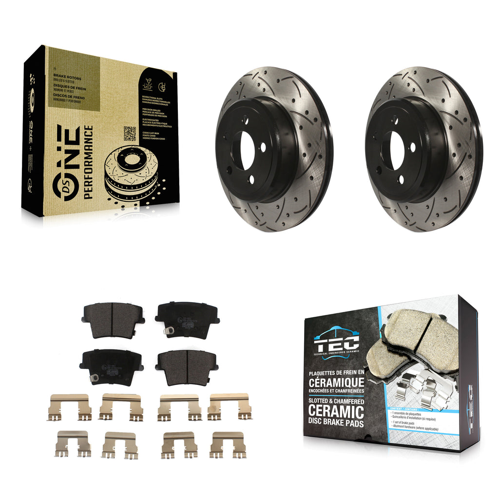Rear Drill Slot Disc Brake Rotors Ceramic Pad Kit For Dodge Charger Chrysler 300