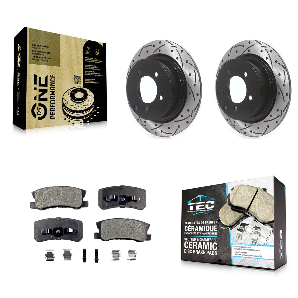 Rear Drill Slot Brake Rotors Ceramic Pad Kit For Jeep Patriot Dodge Chrysler 200