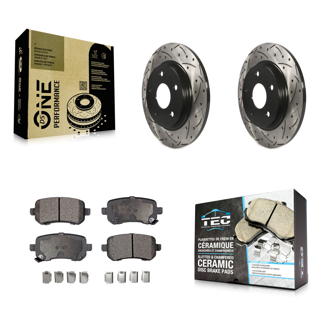 Rear Drilled Slot Brake Rotor Ceramic Pad Kit For Dodge Grand Caravan Chrysler &