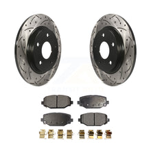 Charger l&#39;image dans la galerie, Rear Coated Drill Slot Disc Brake Rotors Ceramic Pad Kit For Dodge Grand Caravan