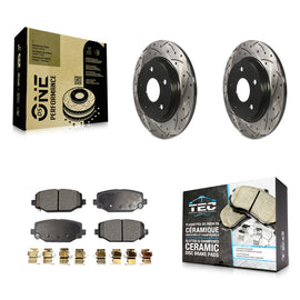 Rear Coated Drill Slot Disc Brake Rotors Ceramic Pad Kit For Dodge Grand Caravan