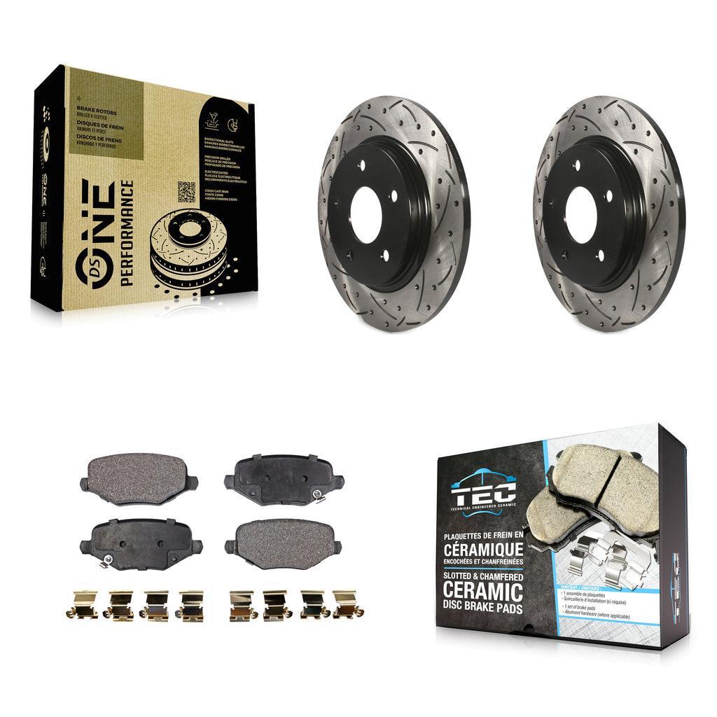 Rear Drilled Slot Brake Rotor Ceramic Pad Kit For Dodge Grand Caravan Chrysler &