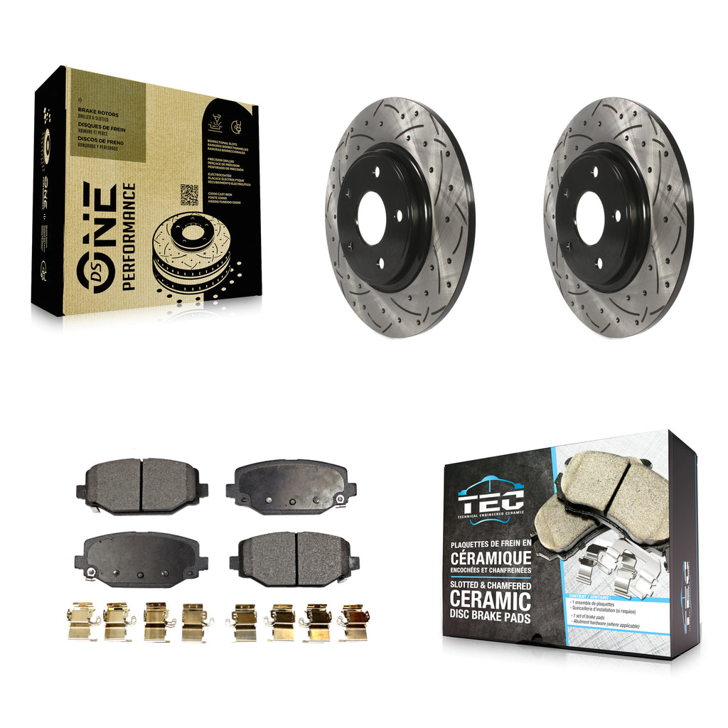Rear Drill Slot Brake Rotor Ceramic Pad Kit For Dodge Grand Caravan Journey Town
