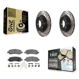 [Rear] 2013-2016 Dodge Dart Performance Drilled & Slotted Brake Rotor & Ceramic Pads Kit For Max Braking