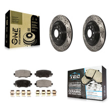 Load image into Gallery viewer, Rear Coated Drilled Slotted Disc Brake Rotor &amp; Ceramic Pad Kit For Jeep Cherokee