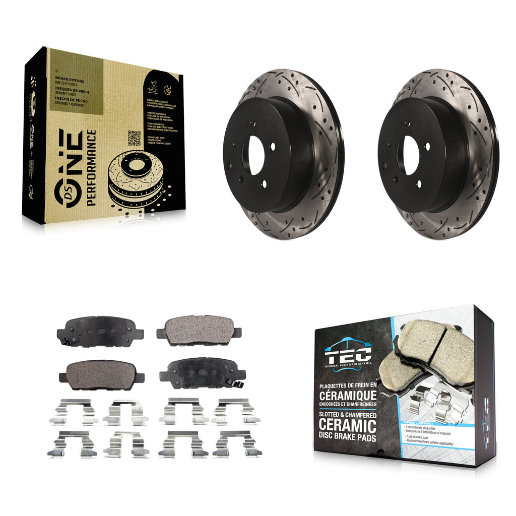 Rear Drill Slot Brake Rotors Ceramic Pad Kit For Nissan Murano INFINITI QX60 Q50
