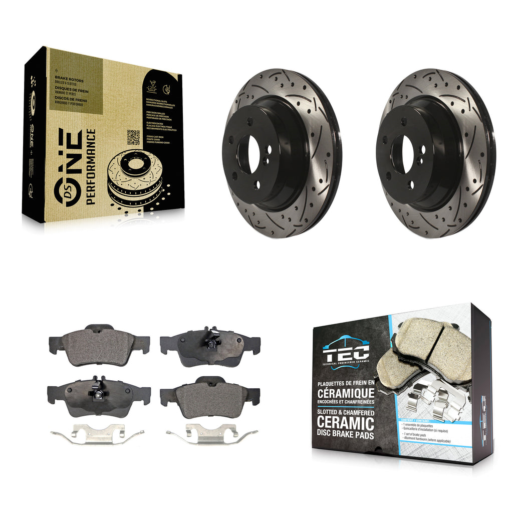 Rear Drill Slot Brake Rotor Ceramic Pad Kit For Mercedes-Benz E350 E320 E500 E63