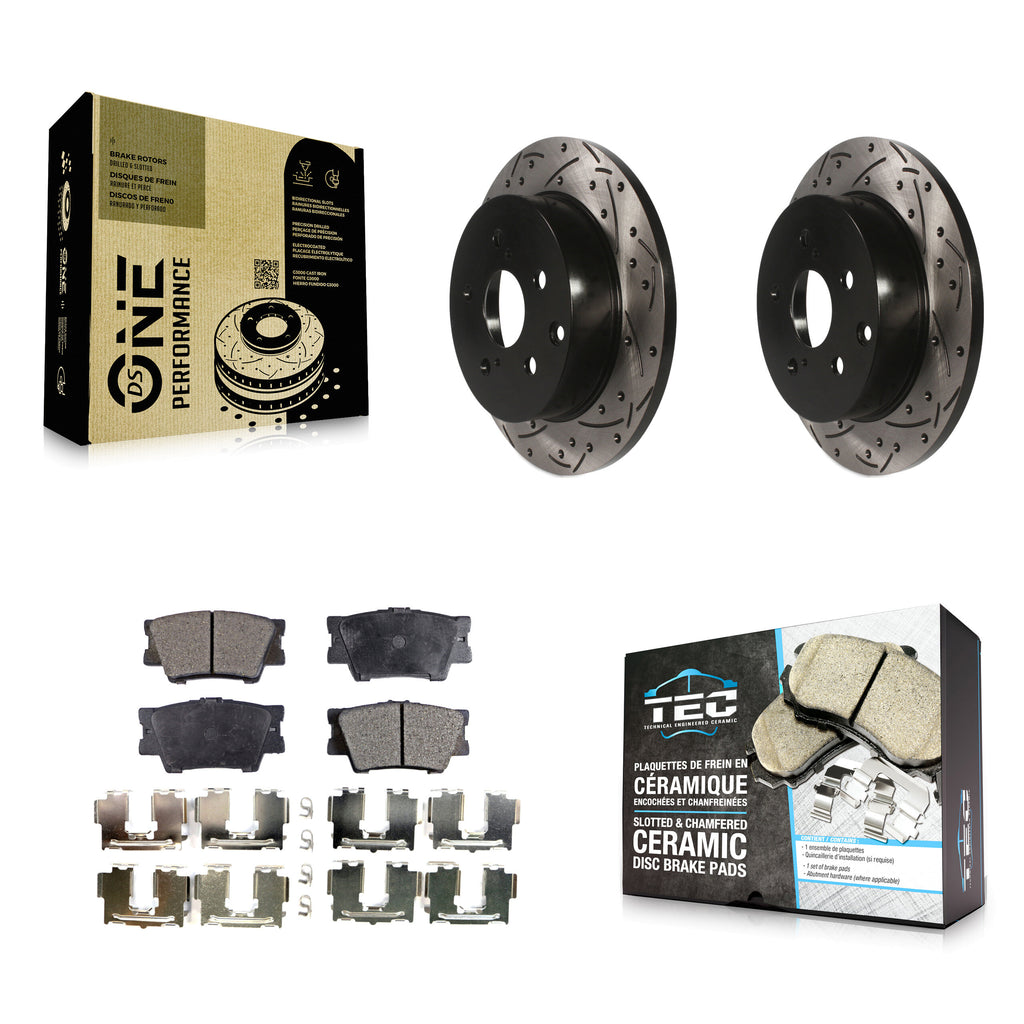 Rear Drilled Slot Disc Brake Rotors Ceramic Pad Kit For Toyota RAV4 Lexus HS250h