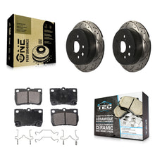 Charger l'image dans la galerie, Rear Coated Drilled Slotted Disc Brake Rotor And Ceramic Pad Kit For Lexus IS250