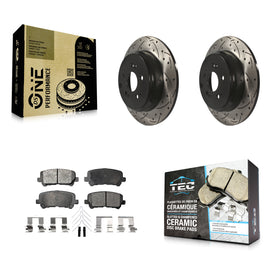 Rear Drilled Slot Brake Rotors Ceramic Pad Kit For Honda Odyssey Pilot Acura MDX
