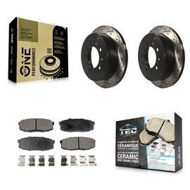 Rear Drill Slot Brake Rotor Ceramic Pad Kit For Toyota Tundra Sequoia Lexus Land
